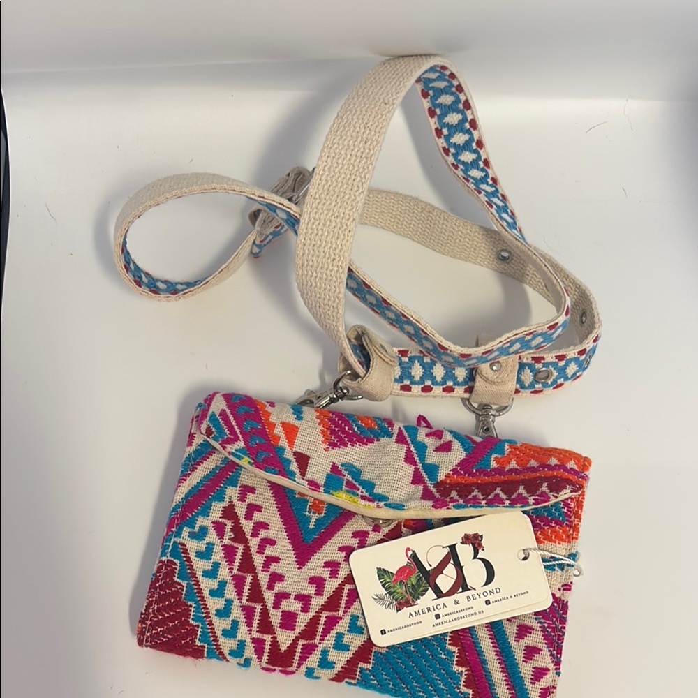 Red and Pink Geometric Crossbody Bag